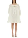 Patou Ruffle Hem Dress In White