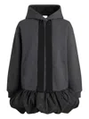 Patou Ruffle Hem Hoodie Dress In Organic Cotton And Faille Clothing In Gray