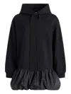 Patou Cotton Hoodie With Ruffles And Logo In Black