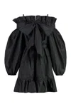 Patou Bow-detail Ruffled Faille Minidress In Green