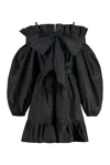 Patou Bow-detail Ruffled Faille Minidress In Green