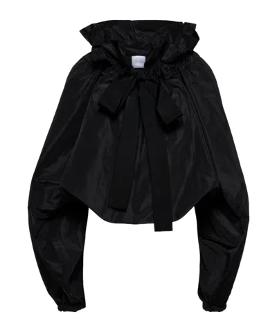 Patou Ruffled Cropped Cardigan In Black
