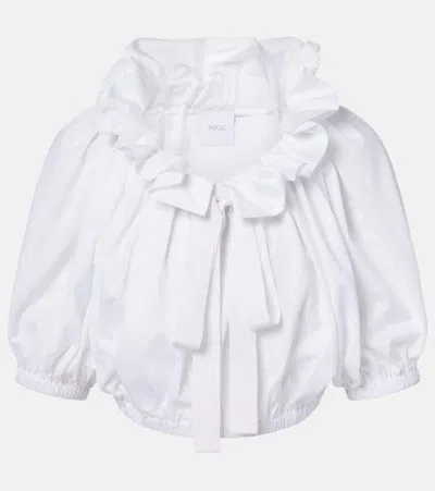 Patou Ruffled Cropped Cotton Top In White