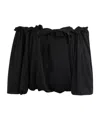 Patou Ruffled Drawstring Top In Black