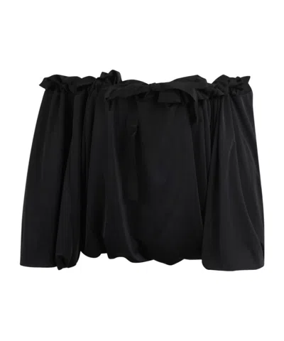 Patou Ruffled Drawstring Top In Black