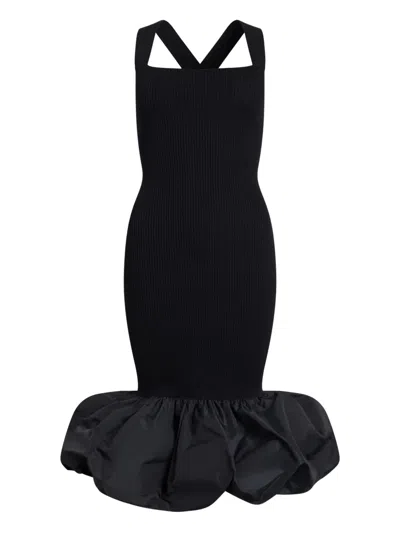 Patou Ruffled-hem Midi Dress In Black