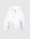 Patou Ruffled High-neck Blouse In White