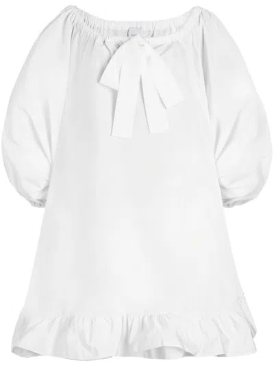 Patou Ruffled Mini Dress In White
