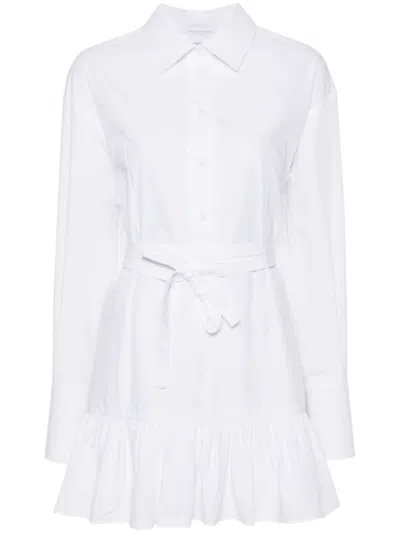 Patou Ruffled Mini Shirtdress In White