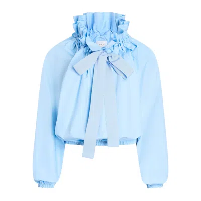 Patou Ruffled Ribbon Top In Blue