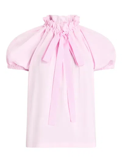 Patou Cotton Top Off Shoulder Elastic Neckline In Pink