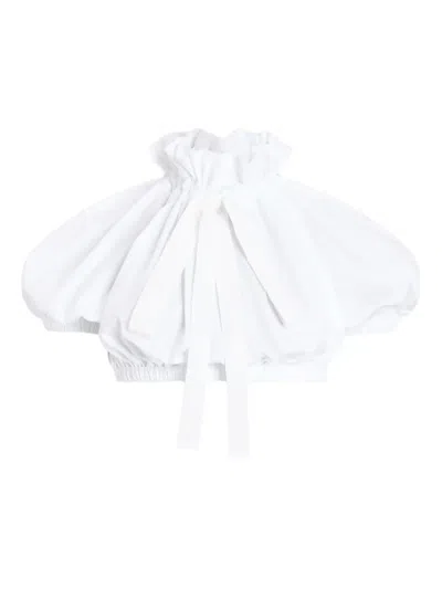 Patou Cropped Volume Jersey Top In White