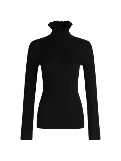 Patou Ruffle-trim Ribbed Sweater In Multi