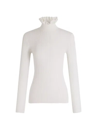 Patou Ruffle-trim Ribbed Sweater In Multi