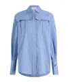 Patou Safari Shirt In Printed Organic Cotton Poplin In Blue