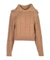 Patou Sailor Cable-knit Sweater In Nude
