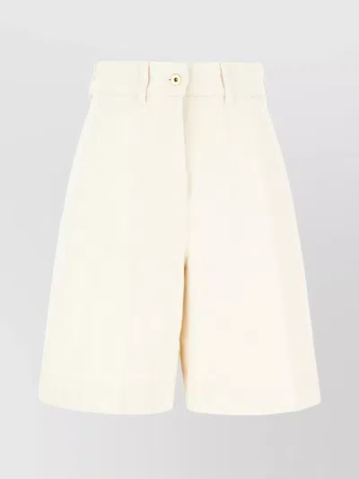 Patou Sand Denim Bermuda Shorts In White