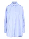 Patou Casual Collared Neck Long Sleeves Top In Blue