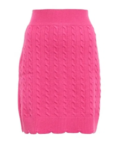 Patou Scalloped Cable-knit Wool Miniskirt In Pink