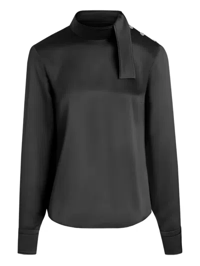Patou Scarf-collar Button-detail Blouse In Black