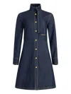 Patou Scarf-collar Denim Dress In Blue