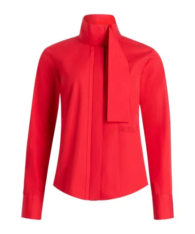 Patou Tie-neck Cotton-poplin Blouse In Red