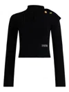 Patou Wool And Cashmere Scarf-neck Sweater In Black