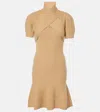 Patou Scarf-detail Wool And Cashmere Minidress In Beige