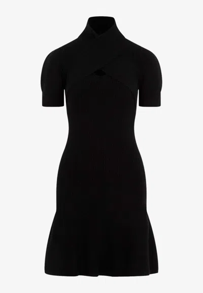Patou Scarf Draped Knit Dress In Black