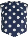 Patou Polka-dot Open-back Faille Crop Top In Blue