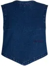 Patou Bow Detail Cropped Denim Top With Open Back