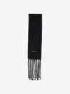 Patou Wool Blend Long Fringe Scarf In Black
