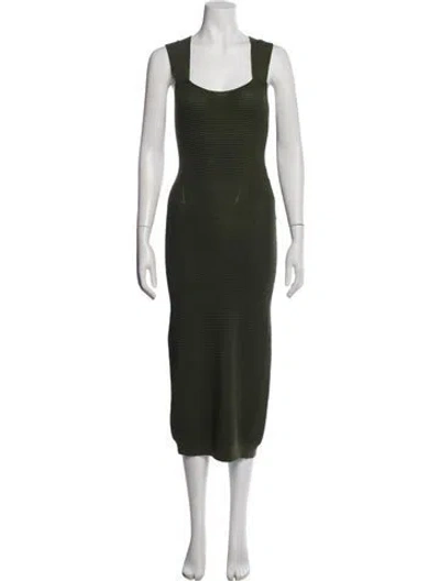Pre-owned Patou Scoop Neck Long Dress In Green