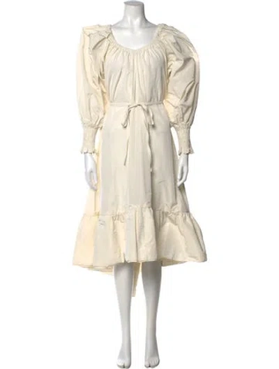 Pre-owned Patou Scoop Neck Midi Length Dress In Neutrals