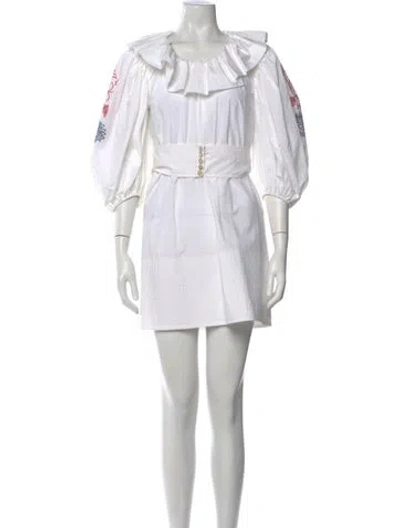 Pre-owned Patou Scoop Neck Mini Dress In White