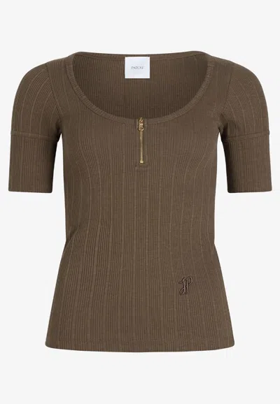 PATOU SCOOP-NECK RIBBED KNIT TOP