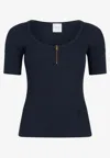 Patou Geripptes T-shirt Aus Bio-baumwolle In Navy