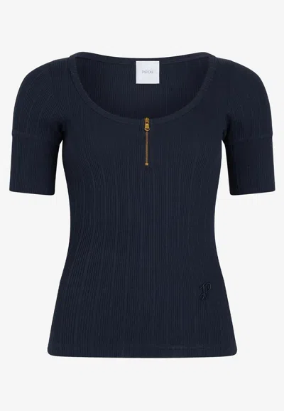 PATOU SCOOP-NECK RIBBED KNIT TOP
