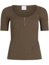 Patou Scoop-neck Ribbed Knit Top In Mocha