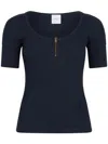 Patou Geripptes T-shirt Aus Bio-baumwolle In Navy Black