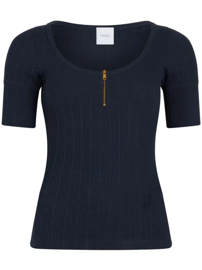 PATOU PATOU SCOOP-NECK RIBBED T-SHIRT