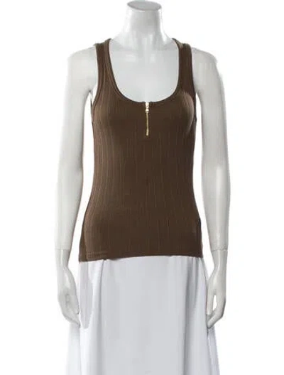 Pre-owned Patou Scoop Neck Sleeveless Top In Brown