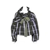 Patou Scoop-neck Check Ruffled Blouse In Green