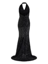 Patou Sequinned Halterneck Maxi Dress In Black
