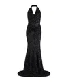 Patou Sequinned Halterneck Maxi Dress In Black