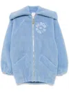 Patou Shearling Bomber Jacket In Blue