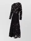 Patou Sheer Lace Midi Dress With Long Sleeves In Black