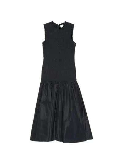 Patou Shirred Flared Maxi Dress In Gray
