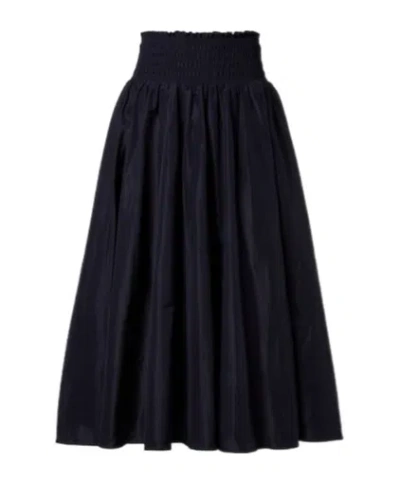 Patou Shirred Midi Skirt In Blue