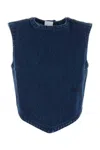 Patou Bow Detail Cropped Denim Top With Open Back